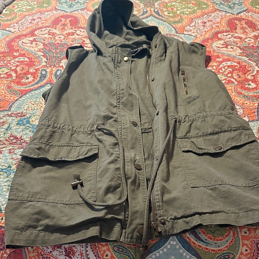 Zenana Outfitters Olive Green Hooded Vest